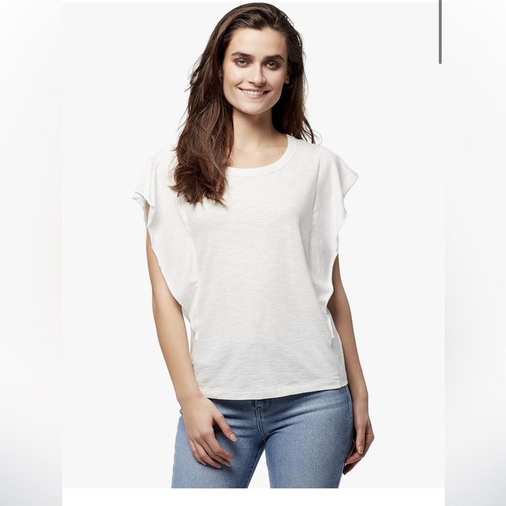 William Rast Women's Freya Flutter Sleeve Tee Shirt In Marshmallow, Size Small
